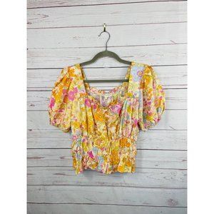 Cynthia Rowley Floral Peasant Crop Top XS